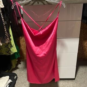 Pink satin shift dress - Size 2 (US)